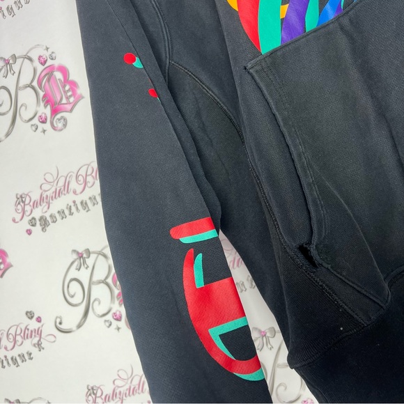 Coca Cola drink hoodie sweater black rainbow multicolor sleeve logo champion - Picture 6 of 12